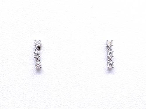 9ct White Gold Diamond 3 Stone Earrings 0.31ct