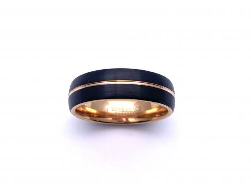 Tungsten Ring With Balck & Rose IP Plating 7mm