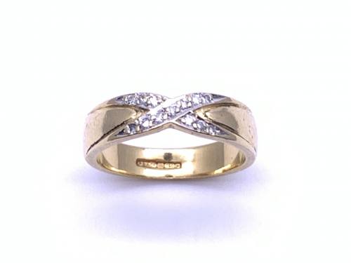 18ct Yellow Gold Diamond Crossover Ring