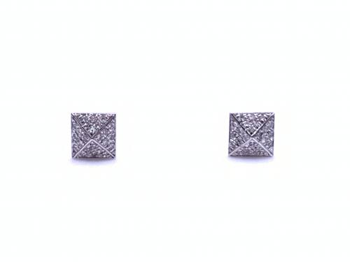 9ct White Gold Diamond Stud Earrings