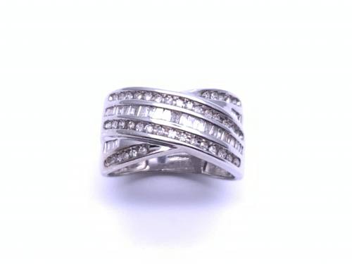 Secondand 9ct White Gold Diamond Crossover Ring