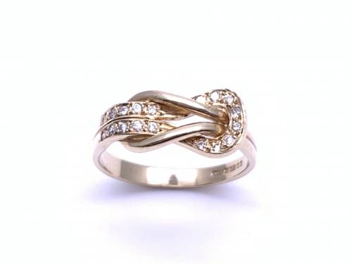 9ct Yellow Gold Diamond Knot Ring