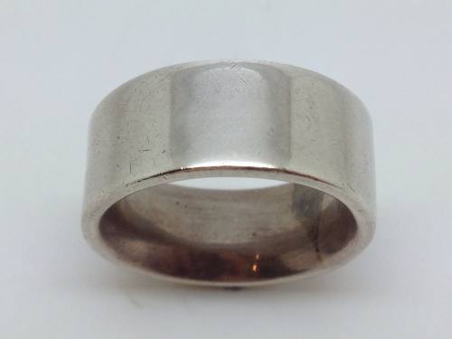 Silver Flat Court Wedding Ring 9.5mm Size P