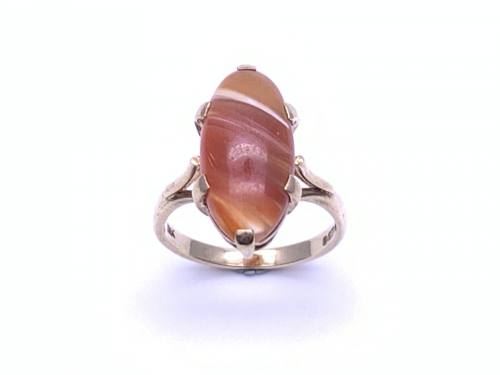 9ct Yellow Gold Agate Solitaire Ring