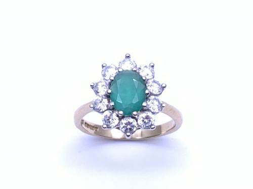 9ct Green & White CZ Cluster Ring