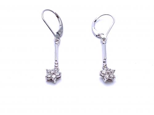 18ct Diamond Cluster Drop Hoop Earrings