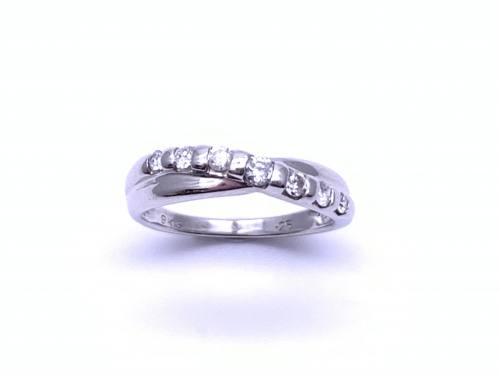 9ct White Gold Diamond Crossover Ring