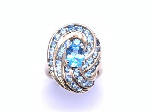 9ct Blue Topaz Fancy Cluster Ring