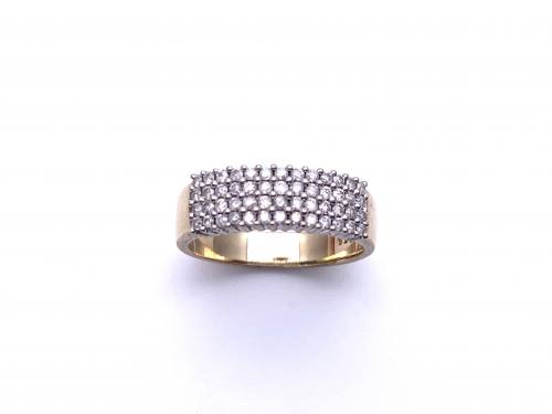 9ct Yellow Gold Diamond Pave Ring