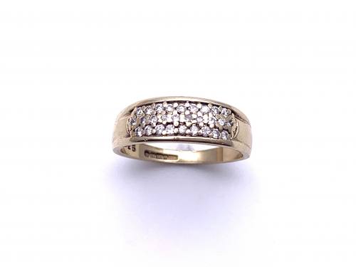 9ct Yellow Gold Diamond Pave Ring