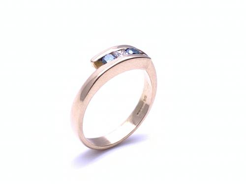14ct Treated Blue Diamond 3 Stone Ring