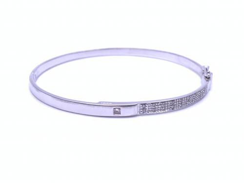 9ct White Gold Diamond Bangle