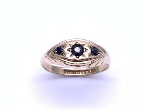 9ct Yellow Gold Sapphire 3 Stone Ring
