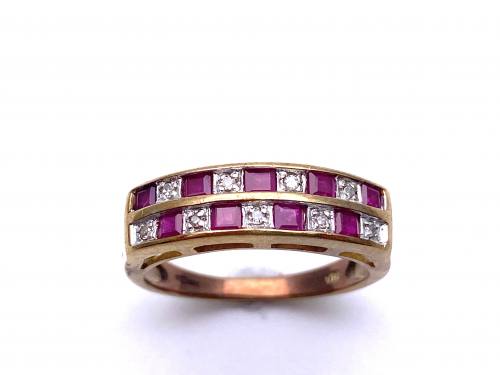 9ct Ruby & Diamond Pave Eternity Ring