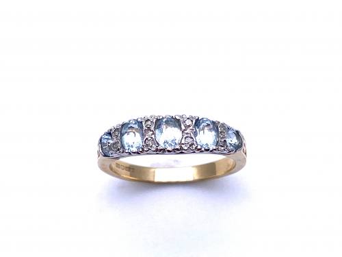 9ct Aquamarine & Diamond Eternity Ring