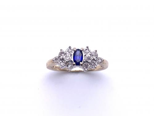 9ct Synthetic Sapphire & Diamond Ring