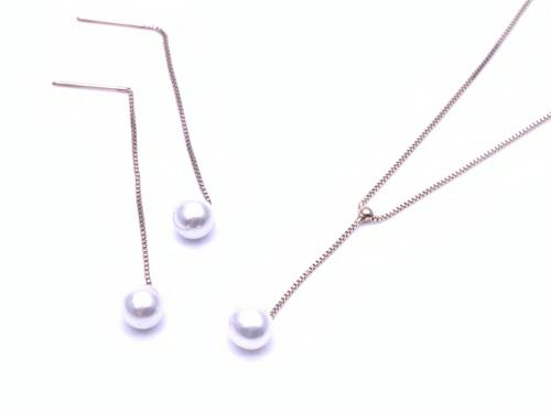 9ct Pearl Pendant & Earring Set
