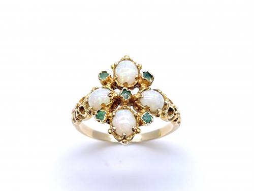 9ct Yellow Gold Opal & Emerald Ring