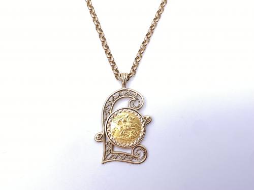 9ct Chain & Pendant With Half Sovereign