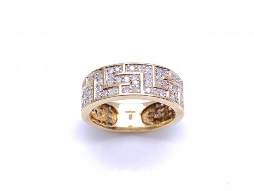9ct Diamond Greek Key Ring 1.00ct
