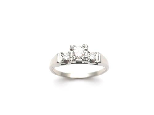 9ct White Gold Diamond 3 Stone Ring