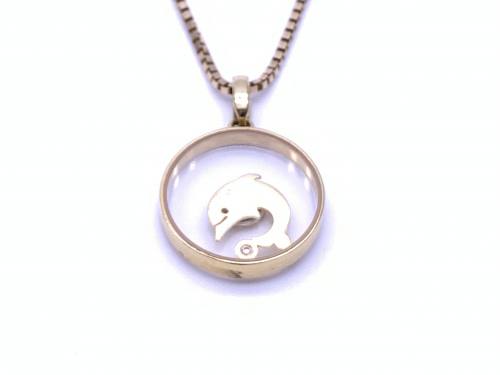 18ct Diamond Dolphin Pendant & Chain