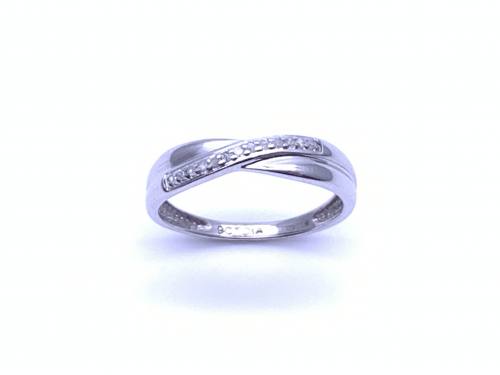 9ct White Gold Diamond Crossover Ring