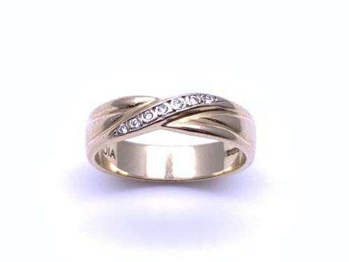 9ct Yellow Gold Diamond Crossover Ring