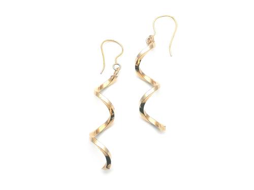 9ct Yellow Gold Swirl Drop Earrings