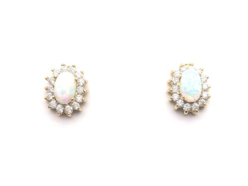 Created Opal & CZ Cluster Earrings