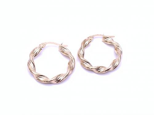 9ct Yellow Gold Twisted Hoop Earrings 20mm