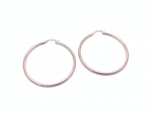 9ct Yellow Gold Plain Hoop Earrings 50mm