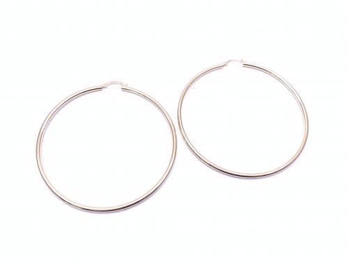 9ct Yellow Gold Plain Hoop Earrings 65mm