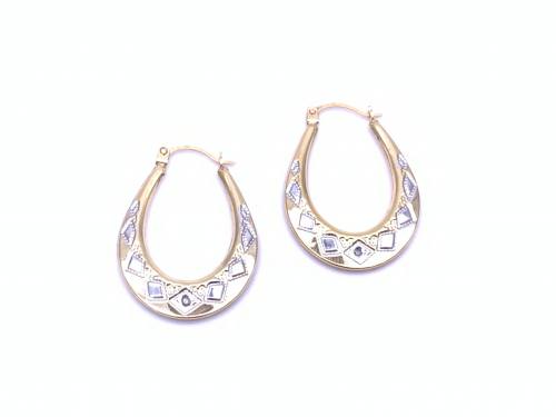 9ct Two Colour Creole Hoop Earrings 25 x 18mm