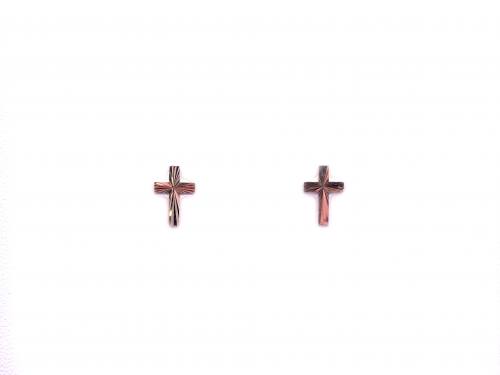 9ct Yellow Gold Textured Cross Stud Earrings