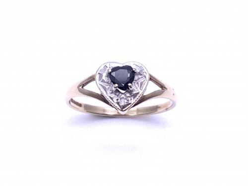 9ct Sapphire & Diamond Heart Ring