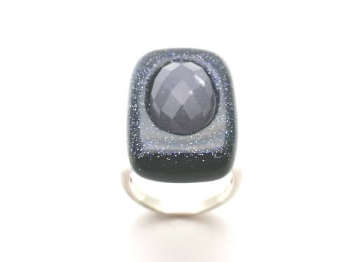 925 Purple Glitter Stone Ring