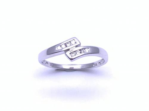 9ct White Gold Diamond Crossover Ring