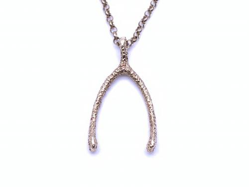 9ct Wishbone Pendant & Belcher Chain