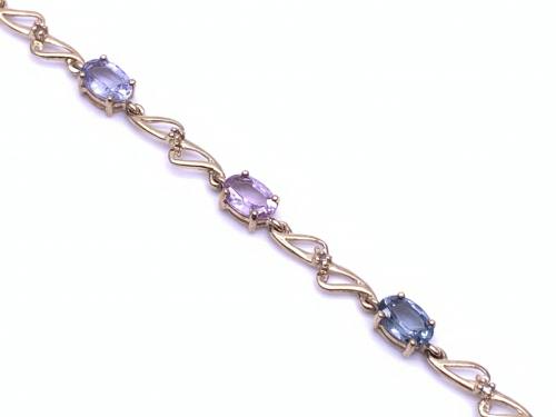 9ct Multi Spinel & Diamond Bracelet