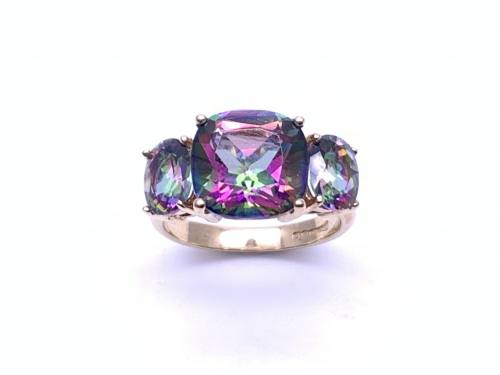 9ct Mystic Topaz 3 Stone Ring