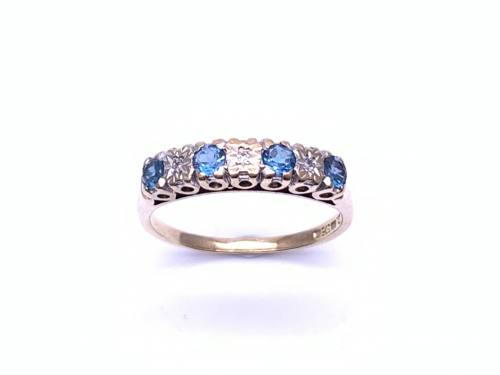 9ct Blue Topaz & Diamond Eternity Ring