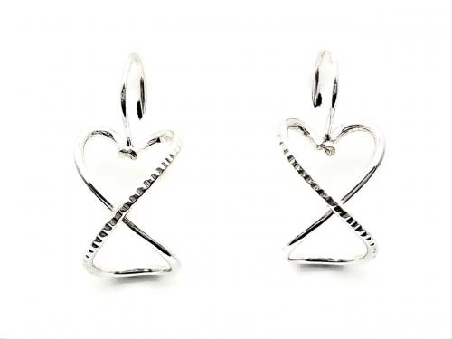 Silver Heart Infinity Crossover Earrings