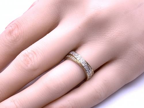 9ct Yellow Gold Diamond Crossover Ring