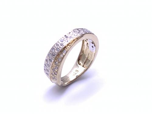 9ct Yellow Gold Diamond Crossover Ring