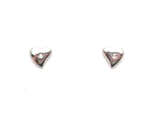 9ct White Gold Diamond Heart Earrings