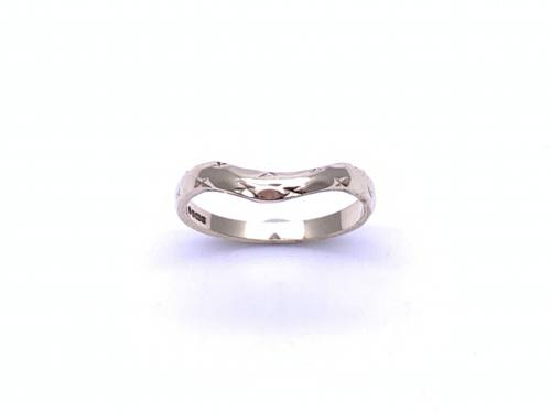 9ct Yellow Gold Patterned Wishbone Ring