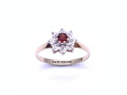 9ct Garnet & CZ Cluster Ring