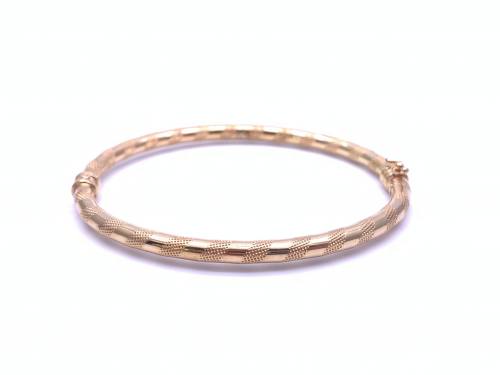 9ct Yellow Gold Patterend Hinged Bangle