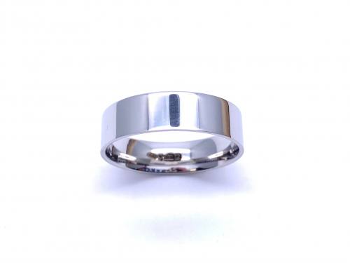 Platinum Flat Court Wedding Ring 6mm